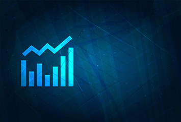 Statistics icon futuristic digital abstract blue background