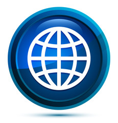World icon elegant blue round button illustration
