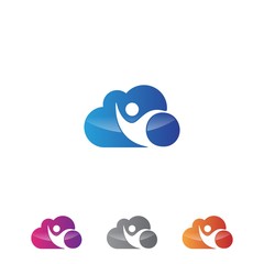 Cloud people technology icon vector in modern style for we