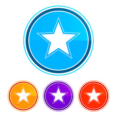 Star icon flat design round buttons set illustration design