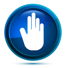 Stop hand icon elegant blue round button illustration