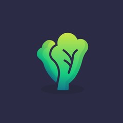 Cabbage leaves flat icon, vector sign, Lettuce colorful pictogram. Symbol, logo illustration. Flat style design