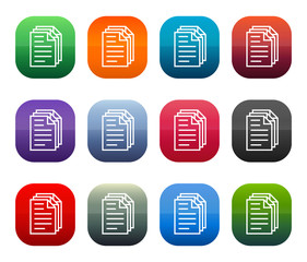 Page documents icon shiny square buttons set illustration design