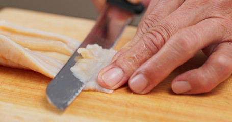 Fresh Geoduck sashimi for hot pot