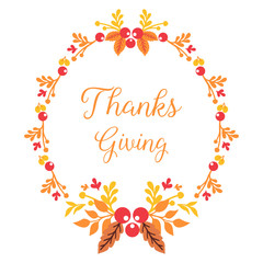 Design banner thanksgiving, with beautiful autumn leaves frame. Vector