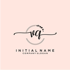 VQ Beauty vector initial logo, handwriting logo.