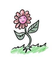 cute beautiful flower cartoon - kid drawing 