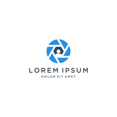 camera design logo or camera shutter with people