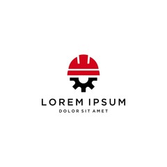 Fototapeta premium construction design logo or construction helmet with gear