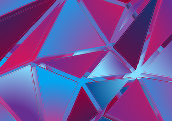 Abstract blue purple hi-tech geometric low poly background with triangles. Vector design
