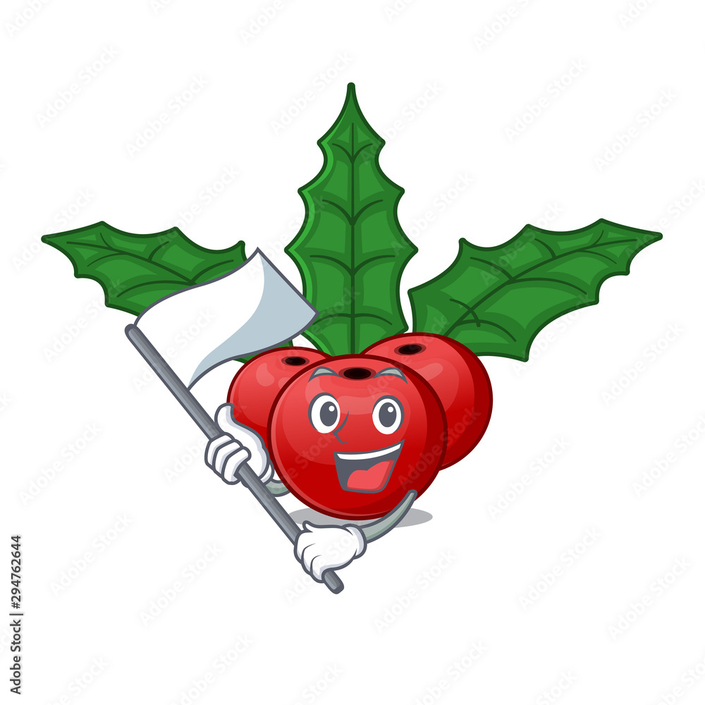 Wall mural with flag christmas holly berry in the cartoon