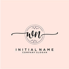 WN Beauty vector initial logo, handwriting logo.