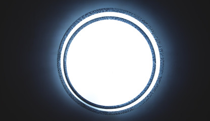 Circular white glow on dark background.