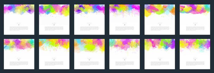 Big set of bright colorful vector watercolor background for poster, brochure or flyer