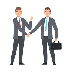 Business Partners Handshaking character Illustration Vector on a white background