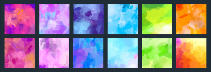 Big set of bright vector colorful watercolor and acrylic backgrounds for poster, brochure or flyer