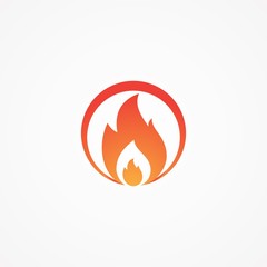 Abstract fire icon concept design shaped round emblem