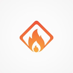 Abstract fire icon concept design shaped square emblem
