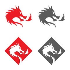 Stylized vector illustrations of dragons