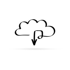 Cloud icon. Sign for mobile concepts and web apps. Hand drawing infographic logo and pictogram. Cloud storage. Weather symbol. Arrow. Vector illustration.