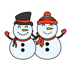 merry christmas cute snowmen couple