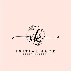 XK Beauty vector initial logo, handwriting logo.