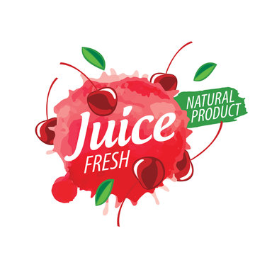 Vector logo splashes of cherry juice on white background