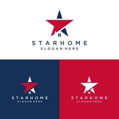residential design logo or star with home