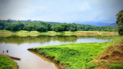 landscape with river and blue sky