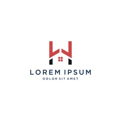 building design logo, or monogram or initial H with house