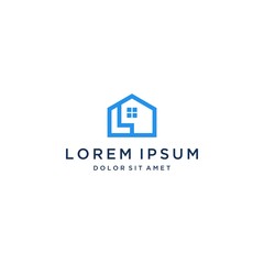 building design logo, or monogram or initials letter L with house