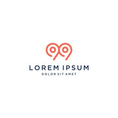 modern logo design, or monogram or initials number 99
