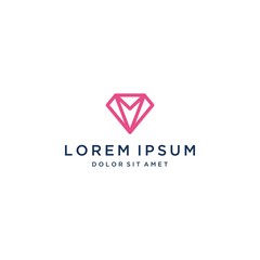 Naklejka premium jewelry design logo, or monogram or initials letter M with diamond