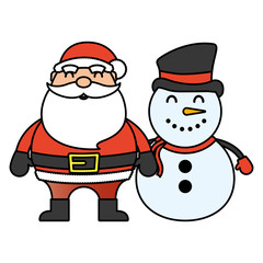 merry christmas cute snowman with santa claus
