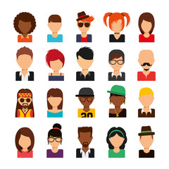 Isolated social media avatars icon set design