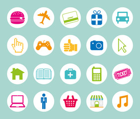Variety icon set pack vector design