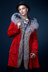 red stylish parka
