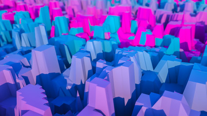Fototapeta premium Abstract three-dimensional violet-turquoise afon. 3d rendering illustration