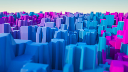 Obraz premium Abstract three-dimensional violet-turquoise afon. 3d rendering illustration