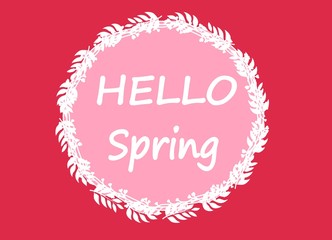 label with text on pink background. spring concept 