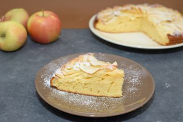 apple pie cut into pieces