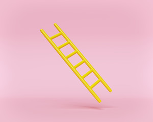 yellow ladder isolated on pastel background. minimal style. 3d rendering