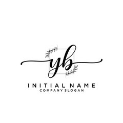 YB Beauty vector initial logo, handwriting logo.