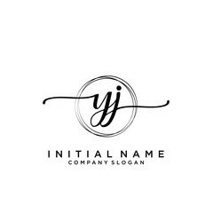 YJ Beauty vector initial logo, handwriting logo.