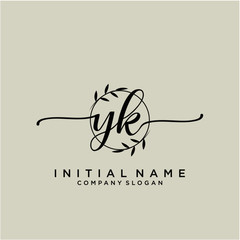 YK Beauty vector initial logo, handwriting logo.