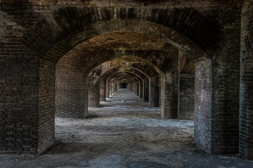 Fototapeta na wymiar Arches inside of abandoned Fort Jefferson, Dry Tortugas National Park, Florida