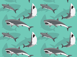 Fototapeta premium Great White Shark Attack Vector Seamless Background Wallpaper