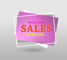 Quote sale banner. with polygonal triangles, 3d mesh polygons, rounds, lines, explosion for business and sale shopping. Vector eps 10 format.