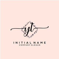 YT Beauty vector initial logo, handwriting logo.