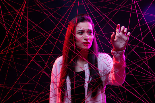 girl trapped in a state of inner turmoil 	